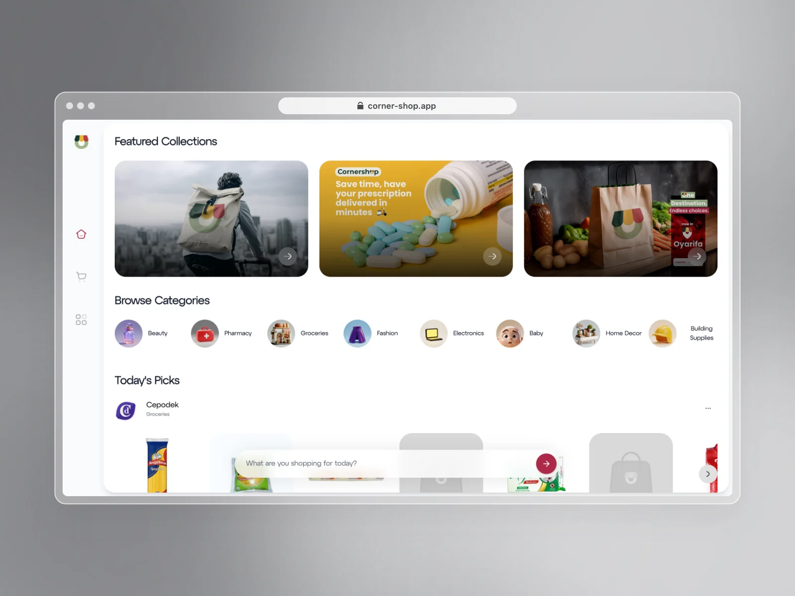 Cornershop shopping app in a browser window